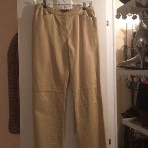 Kenneth Cole Beige Leather Pants Trousers Size 10